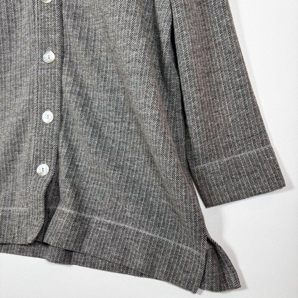 Soft Surroundings Shacket Womens Large Gray Herringbone Button Front‎ Jacket Top - Picture 3 of 13